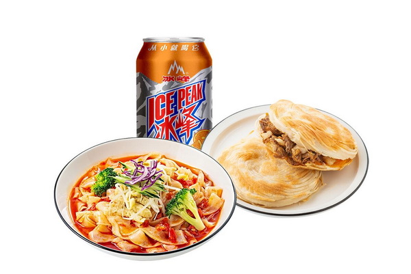 秘制凉皮+肥瘦肉夹馍+冰峰